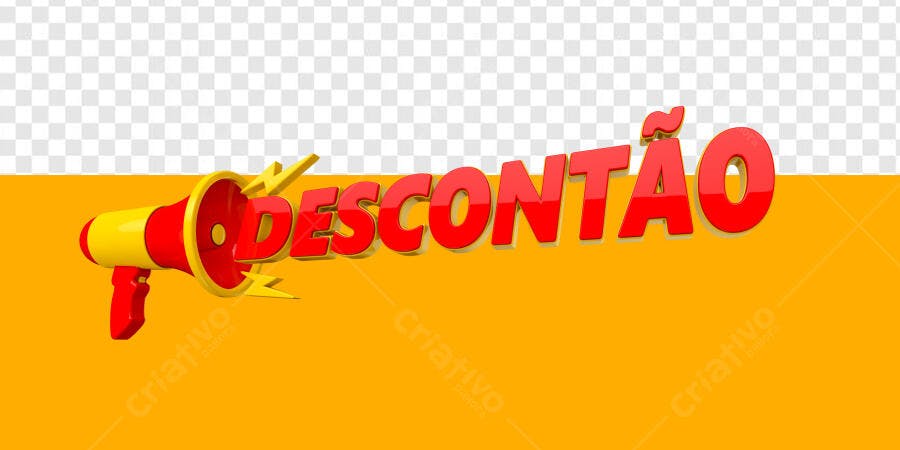 Selo 3D promocional vermelho e amarelo megaphone