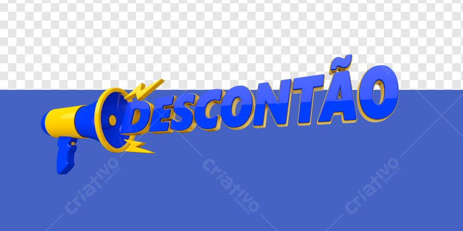 Selo 3D Promocional Desconto Azul e Dourado