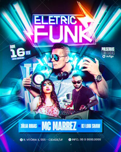 FLYER EVENTO ELETRIC FUNK ARTISTAS DJ