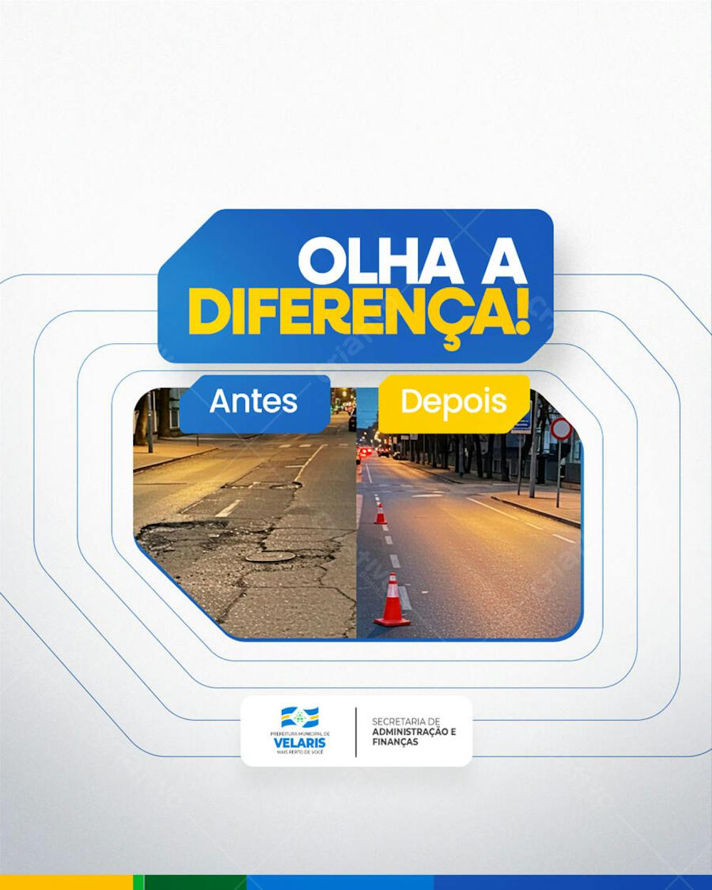 Prefeitura Projeto inauguração praça obras reforma pavimentação aviso informe comunicado Social Media PSD Editável