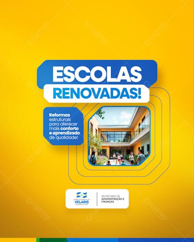 Prefeitura Projeto inauguração praça obras reforma pavimentação aviso informe comunicado Social Media PSD Editável