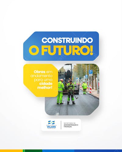 Prefeitura Projeto inauguração praça obras reforma pavimentação aviso informe comunicado Social Media PSD Editável