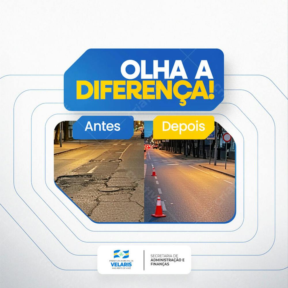 Prefeitura Projeto inauguração praça obras reforma pavimentação aviso informe comunicado Social Media PSD Editável