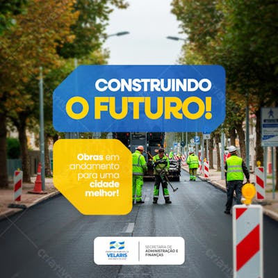 Prefeitura Projeto inauguração praça obras reforma pavimentação aviso informe comunicado Social Media PSD Editável