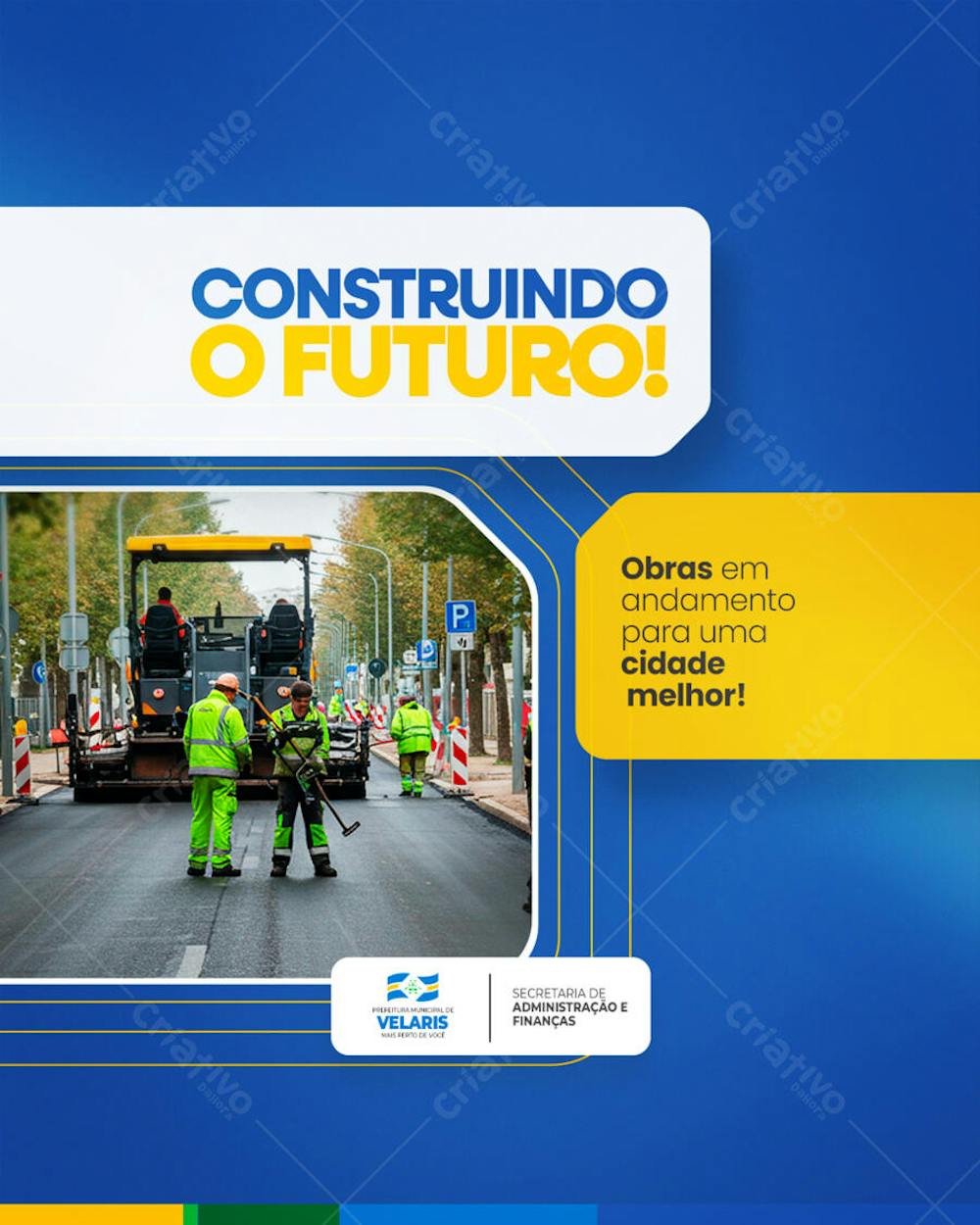 Prefeitura Projeto inauguração praça obras reforma pavimentação aviso informe comunicado Social Media PSD Editável