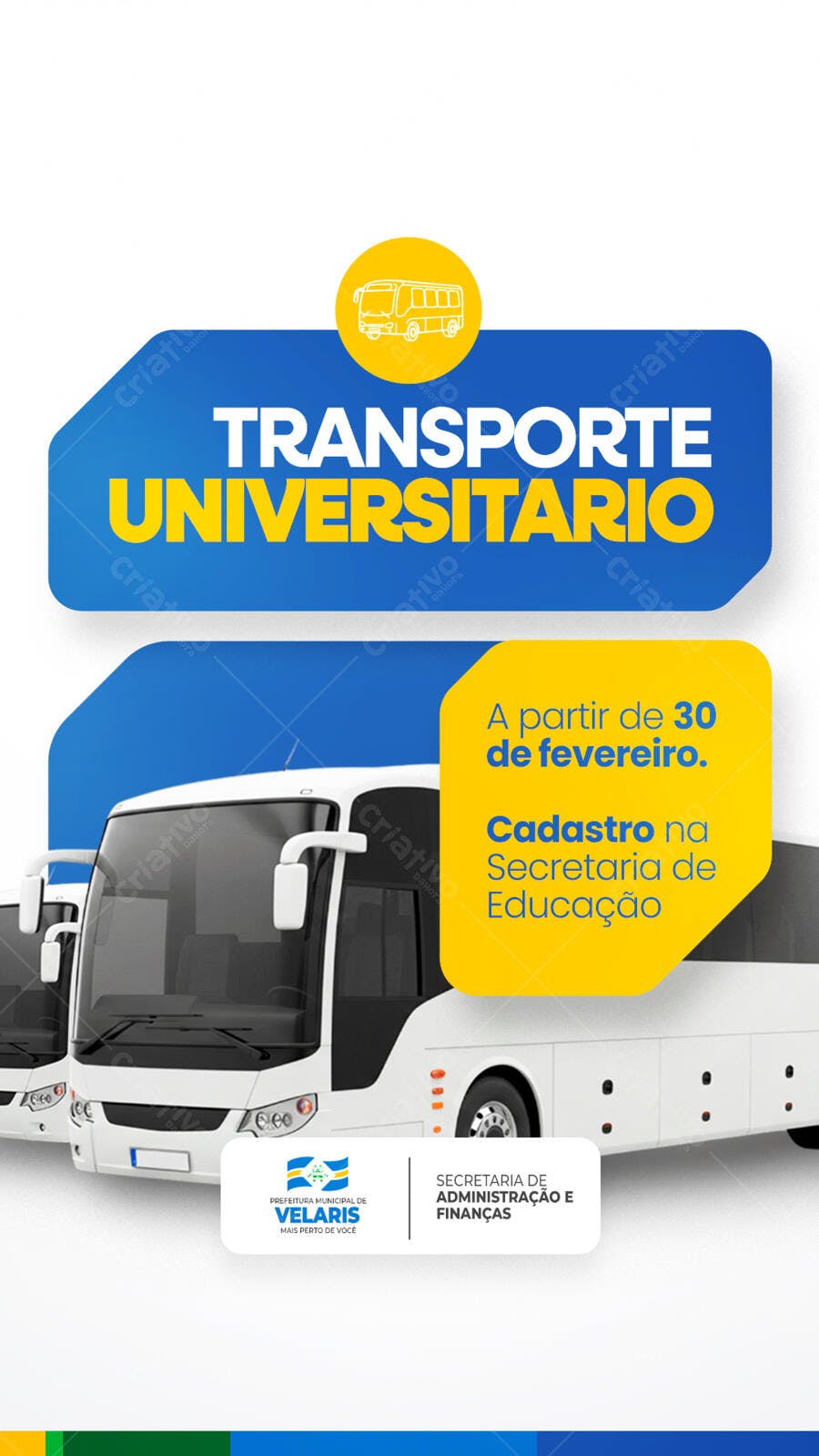 Flyer Transporte Universitário a partir de 30 de Fevereiro PSD Editável
