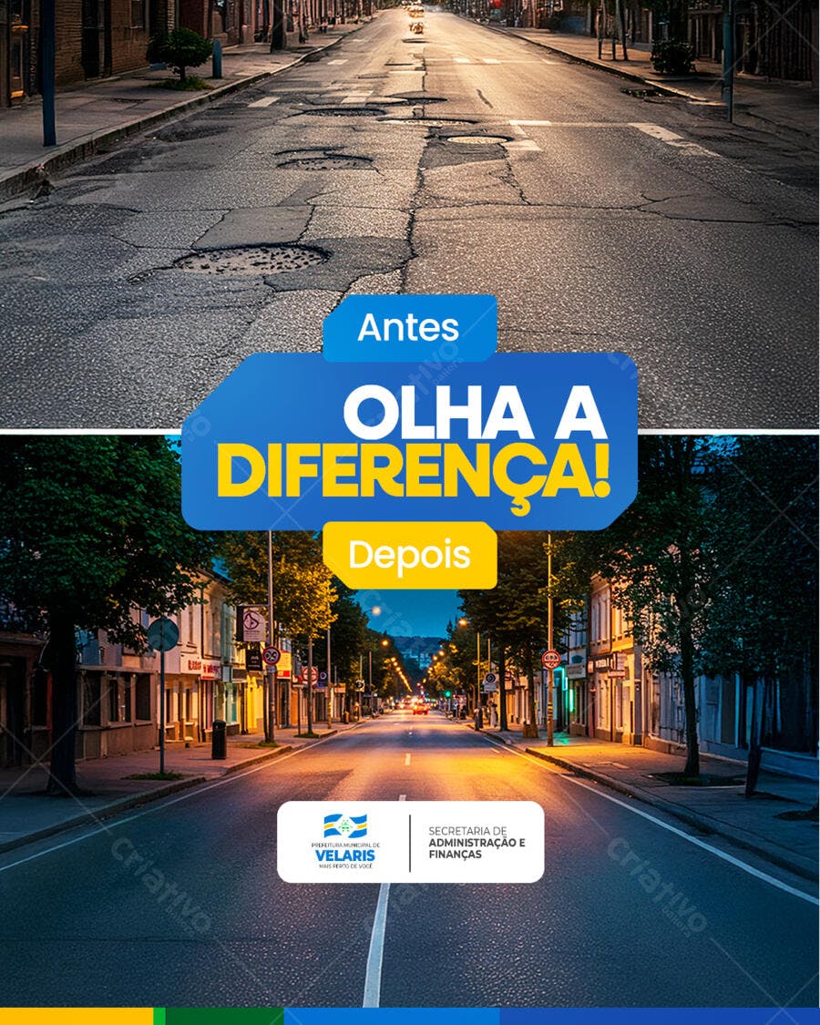 PSD Antes e Depois para Campanha de Obras Públicas PSD Editável
