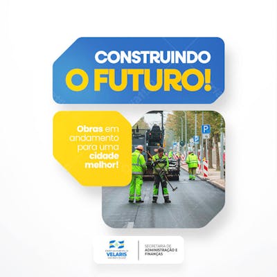 Prefeitura Projeto inauguração praça obras reforma pavimentação aviso informe comunicado Social Media PSD Editável