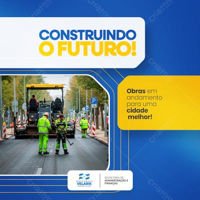 Prefeitura Projeto inauguração praça obras reforma pavimentação aviso informe comunicado Social Media PSD Editável