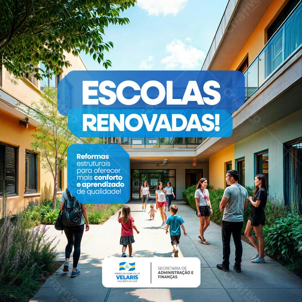 Prefeitura Projeto inauguração praça obras reforma pavimentação aviso informe comunicado Social Media PSD Editável