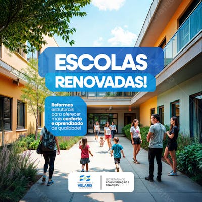 Prefeitura Projeto inauguração praça obras reforma pavimentação aviso informe comunicado Social Media PSD Editável