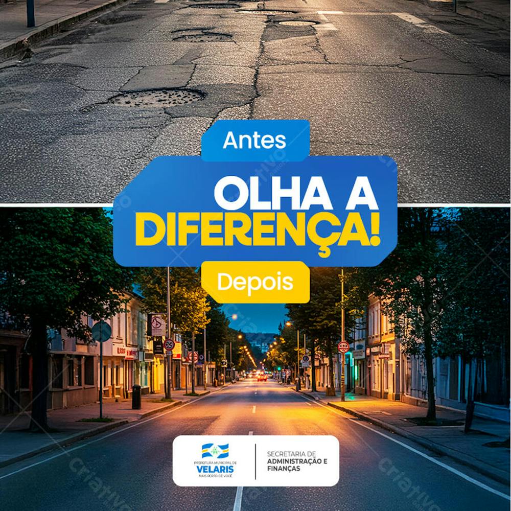 Prefeitura Projeto inauguração praça obras reforma pavimentação aviso informe comunicado Social Media PSD Editável