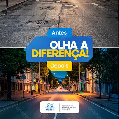 Prefeitura Projeto inauguração praça obras reforma pavimentação aviso informe comunicado Social Media PSD Editável