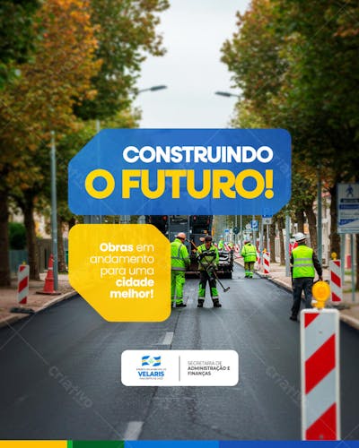 Prefeitura Projeto inauguração praça obras reforma pavimentação aviso informe comunicado Social Media PSD Editável
