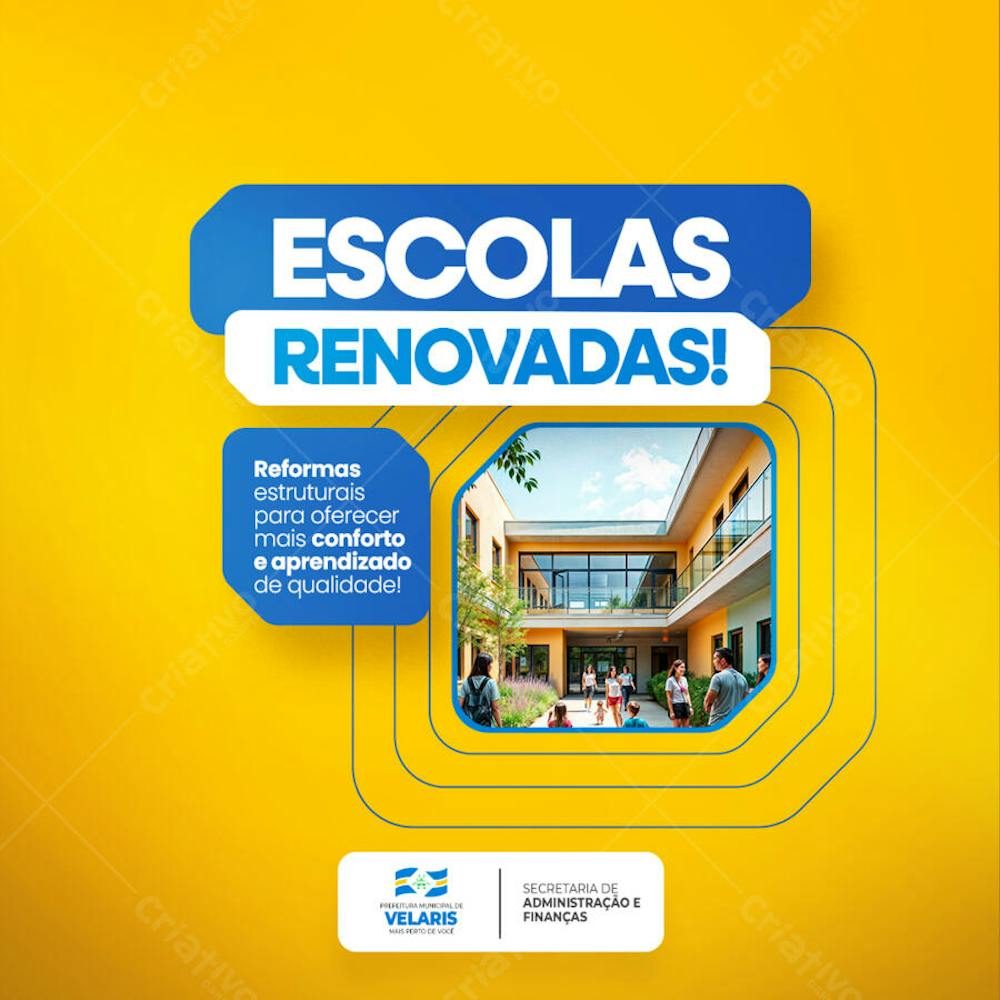 Prefeitura Projeto inauguração praça obras reforma pavimentação aviso informe comunicado Social Media PSD Editável