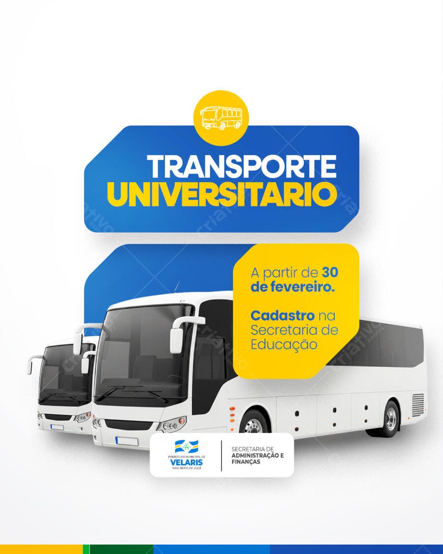 Flyer Transporte Universitário - A partir de 30 de Fevereiro PSD Editável