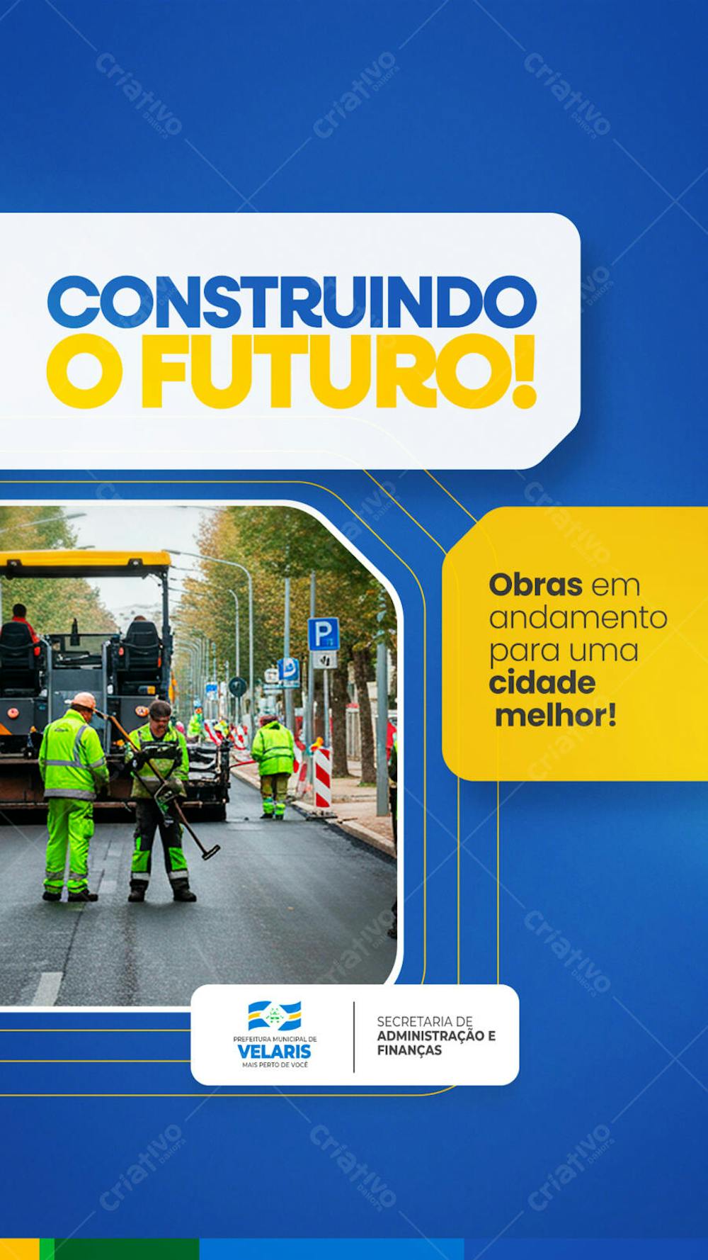 Prefeitura Projeto inauguração praça obras reforma pavimentação aviso informe comunicado Social Media PSD Editável