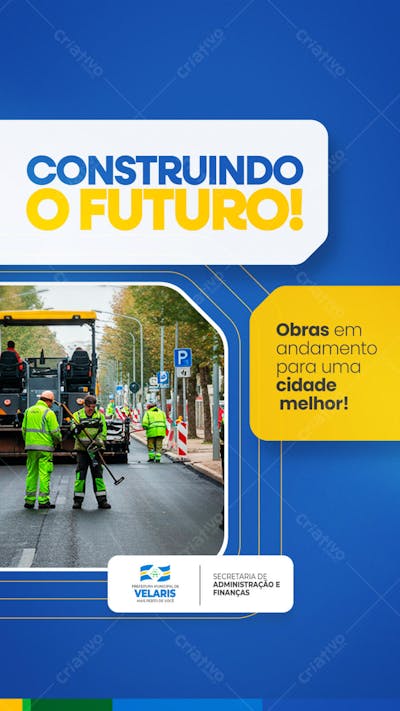 Prefeitura Projeto inauguração praça obras reforma pavimentação aviso informe comunicado Social Media PSD Editável