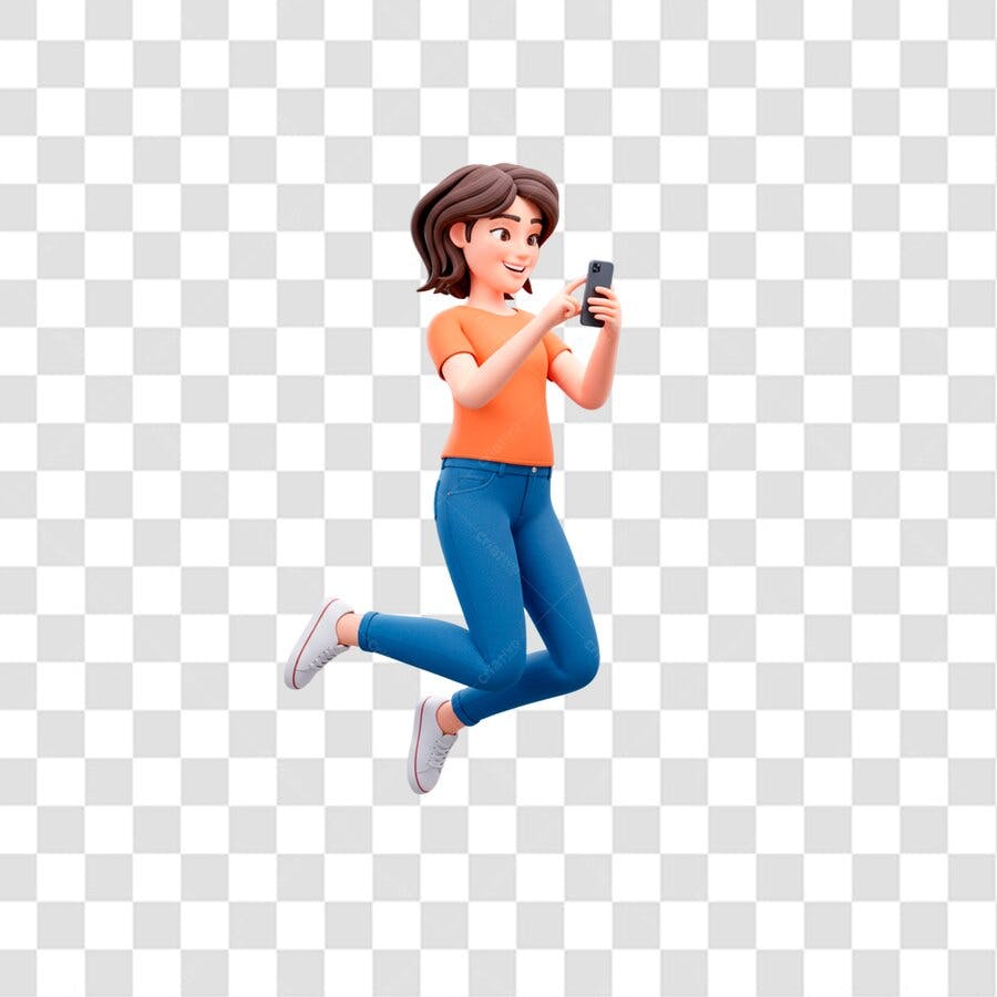 Post Instagram Mulher pulando PNG com fundo transparente