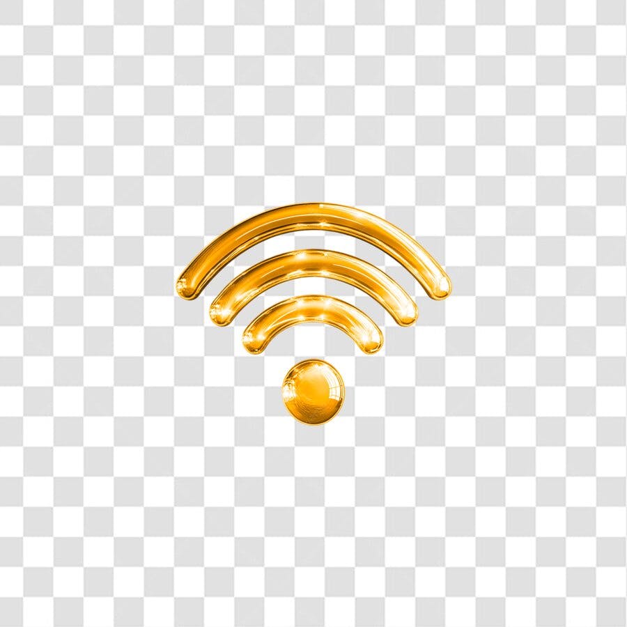 Logo Wifi Ouro PNG com fundo transparente