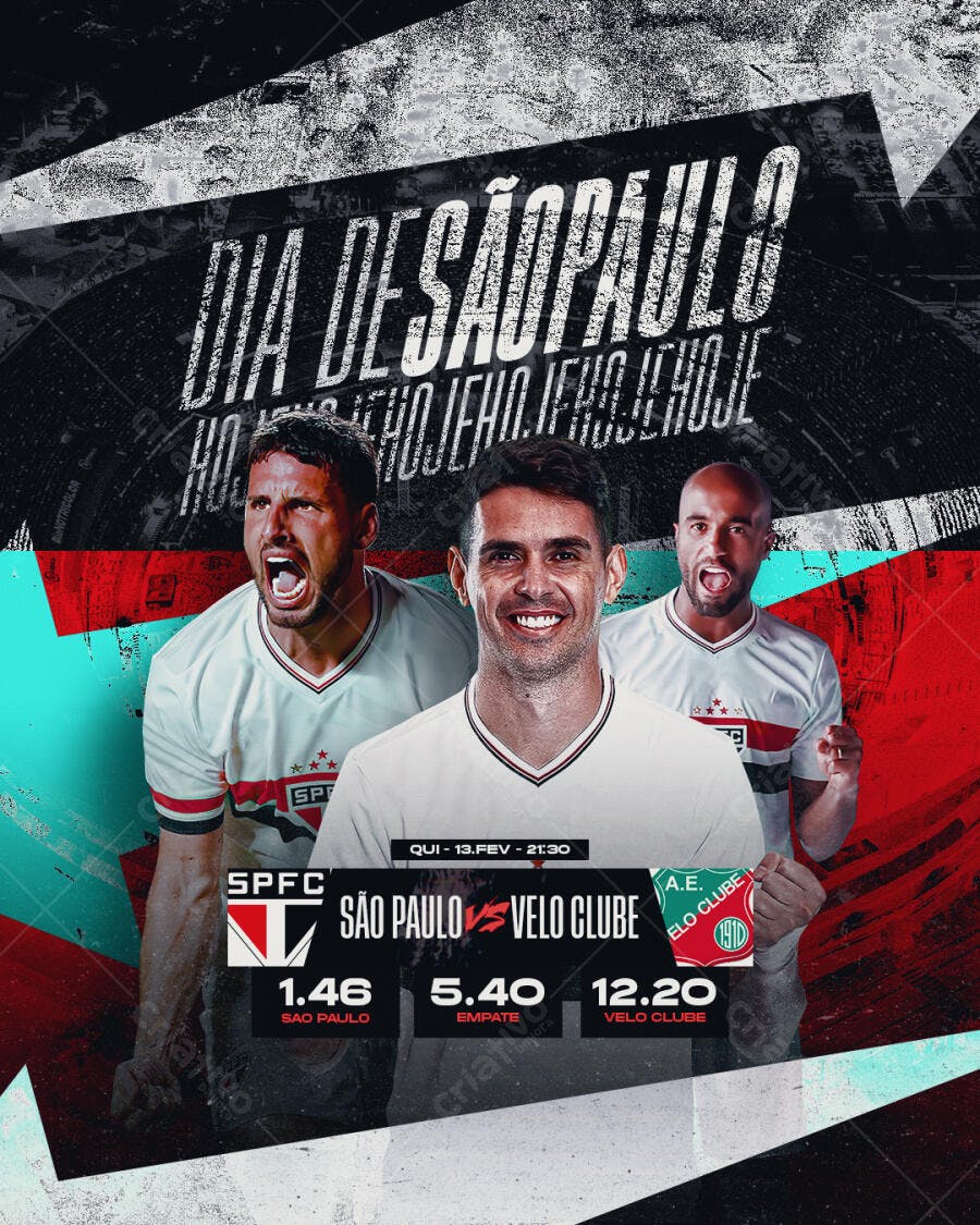 Flyer Dia de São Paulo x Velo Clube PSD Editável