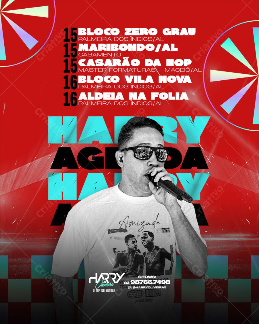 Flyer para Shows do Harry Oliveira PSD Editável