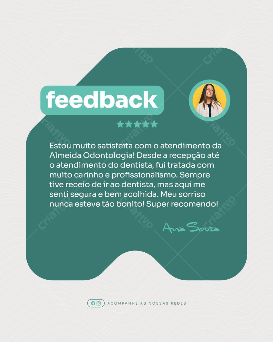 Postagem Feedback Cliente Odontologia PSD Editável