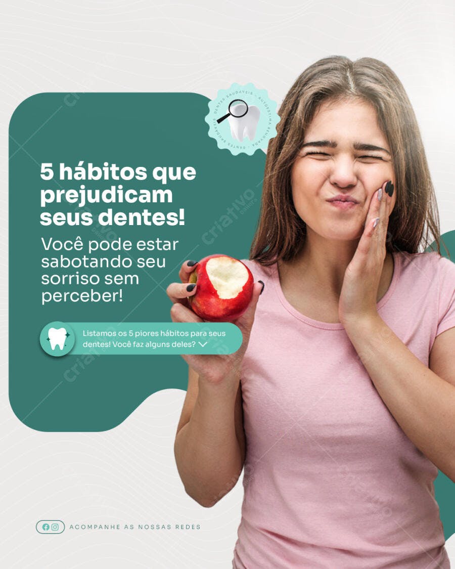 Post para Instagram Saúde Bucal PSD Editável