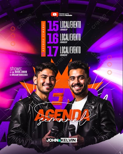AGENDA SEMANAL DE SHOWS PARA ARTISTAS