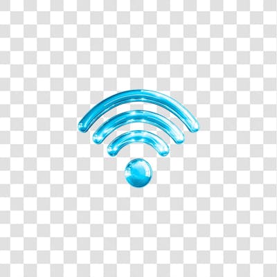PNG Icon 3D Wifi Cor Azul efeitos de luzes