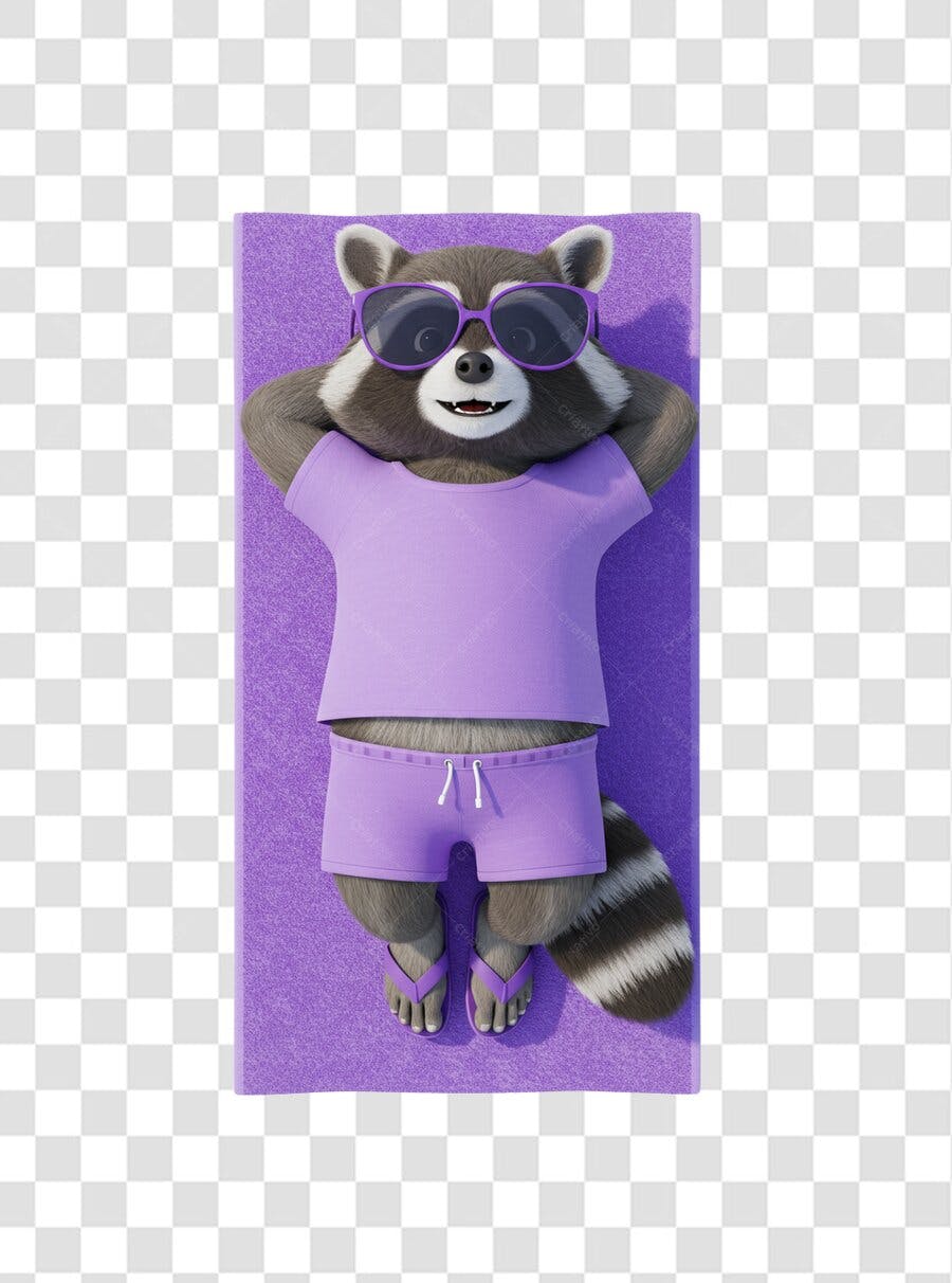 Banner Verão Mágico Guaxinim PNG com fundo transparente