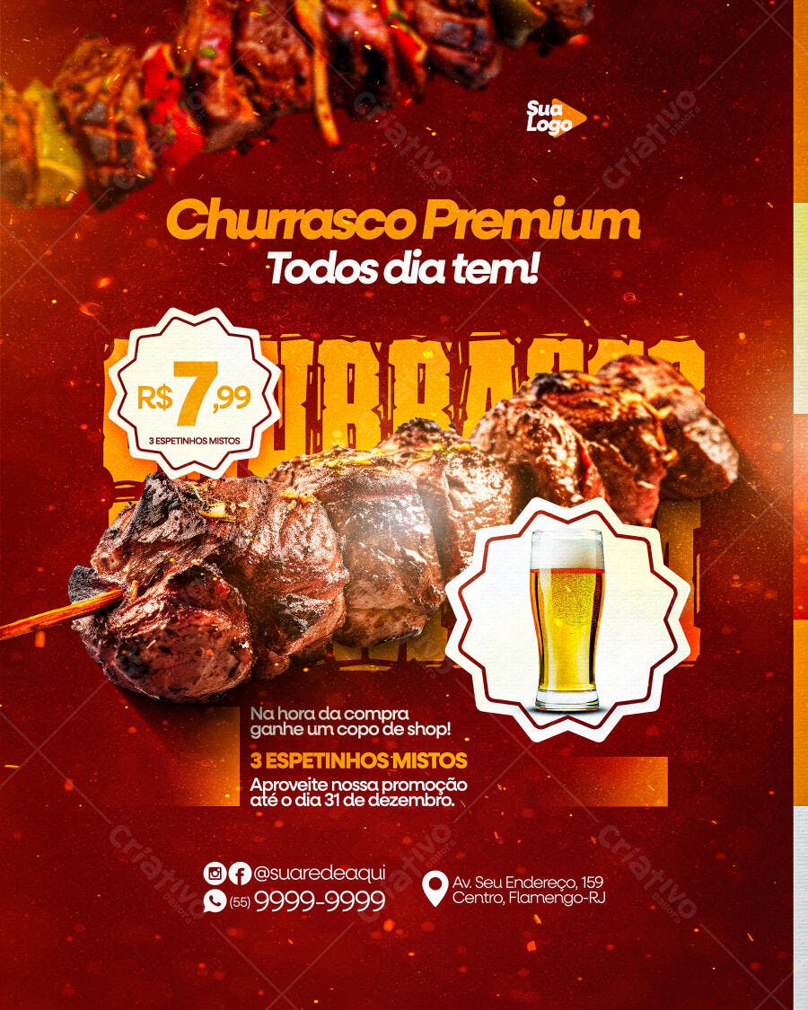 Flyer Churrasco Premium PSD Editável