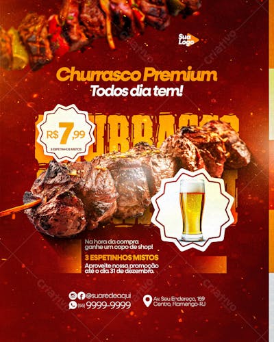 Social Media Churrascaria Flyer Digital
