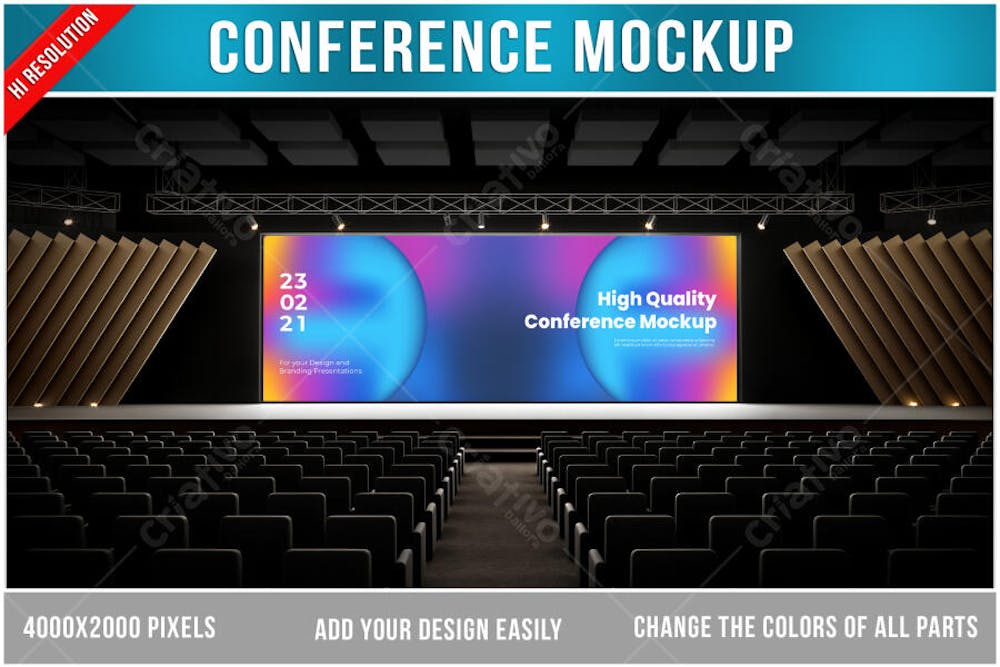 Sala de Conferencia Mockup PSD editável Mockup