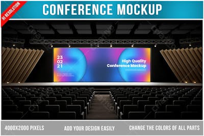 Sala de Conferencia Mockup PSD editável Mockup