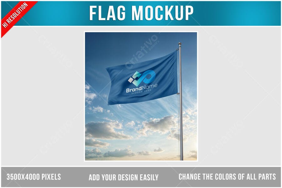 Mockup de Bandeira Realista ao Ar Livre