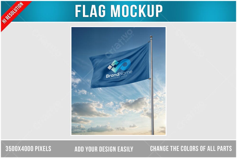 Bandeira PSD editável Mockup