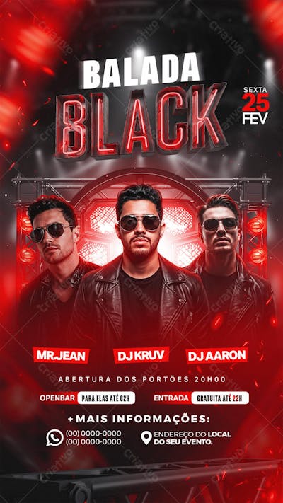 Flyer de Evento Balada Black Story