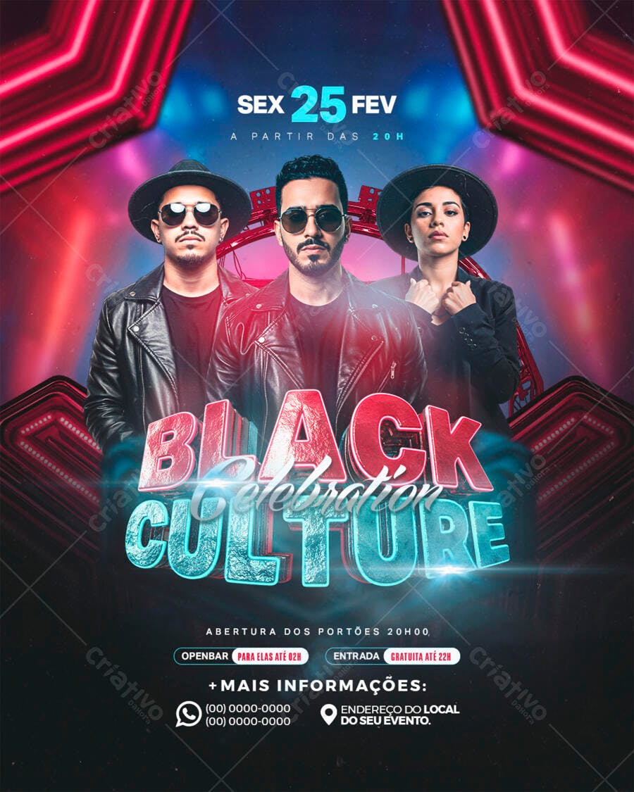 Flyer Festa Black Culture 25 Fev PSD Editável