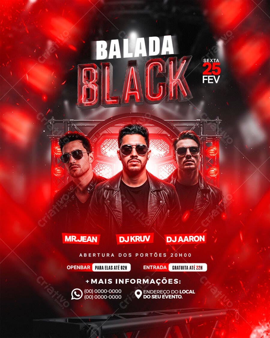 Flyer Balada Black PSD Editável