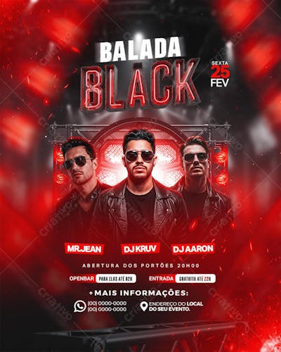 Flyer de Evento Balada Black