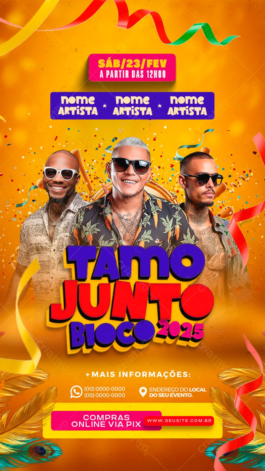 Flyer Bloco de Carnaval 2025 PSD Editável