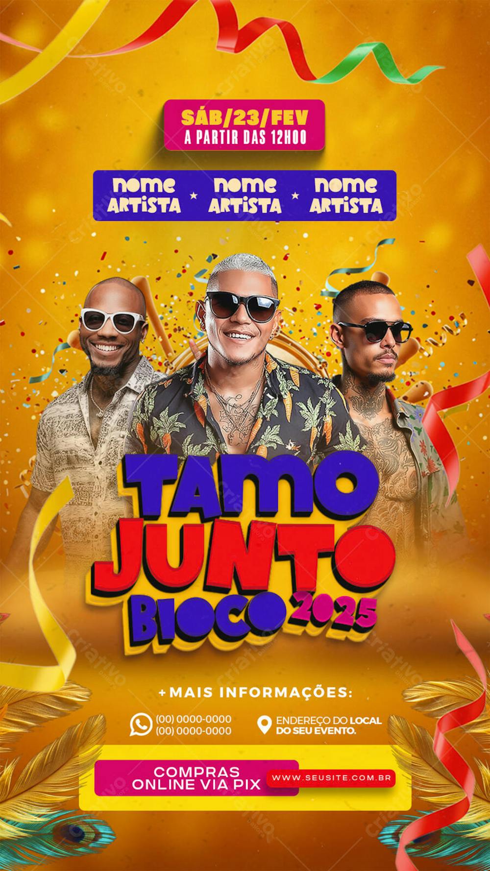 FLYER EVENTO BLOCO TAMO JUNTO 2025 STORY
