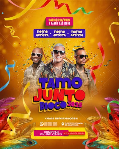 FLYER EVENTO BLOCO TAMO JUNTO 2025