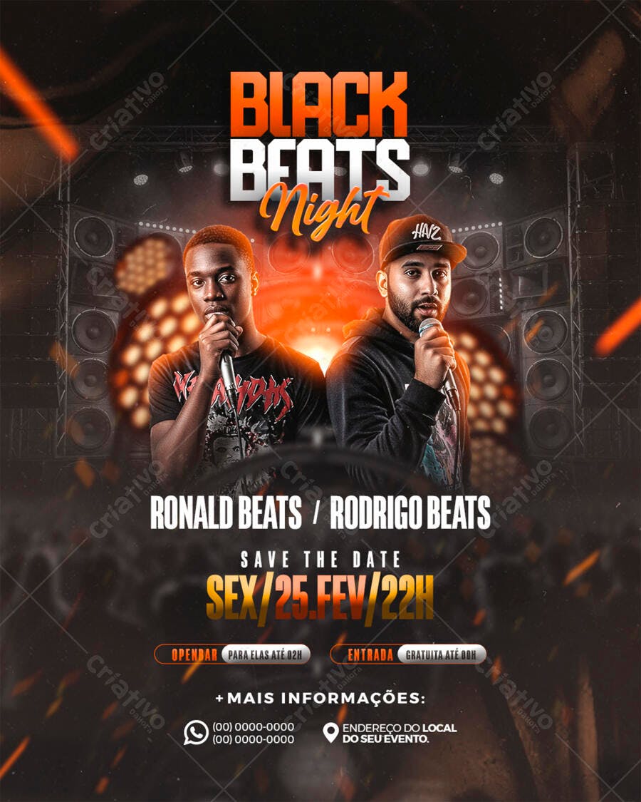 Flyer para Festa Black Beats Night PSD Editável