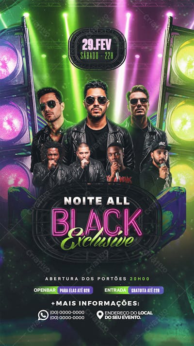 Flyer Evento Noite All Black Exclusive Story