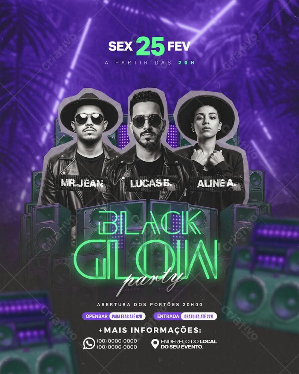 Flyer Evento Black Glow Party Story
