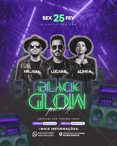 Flyer Evento Black Glow Party Story