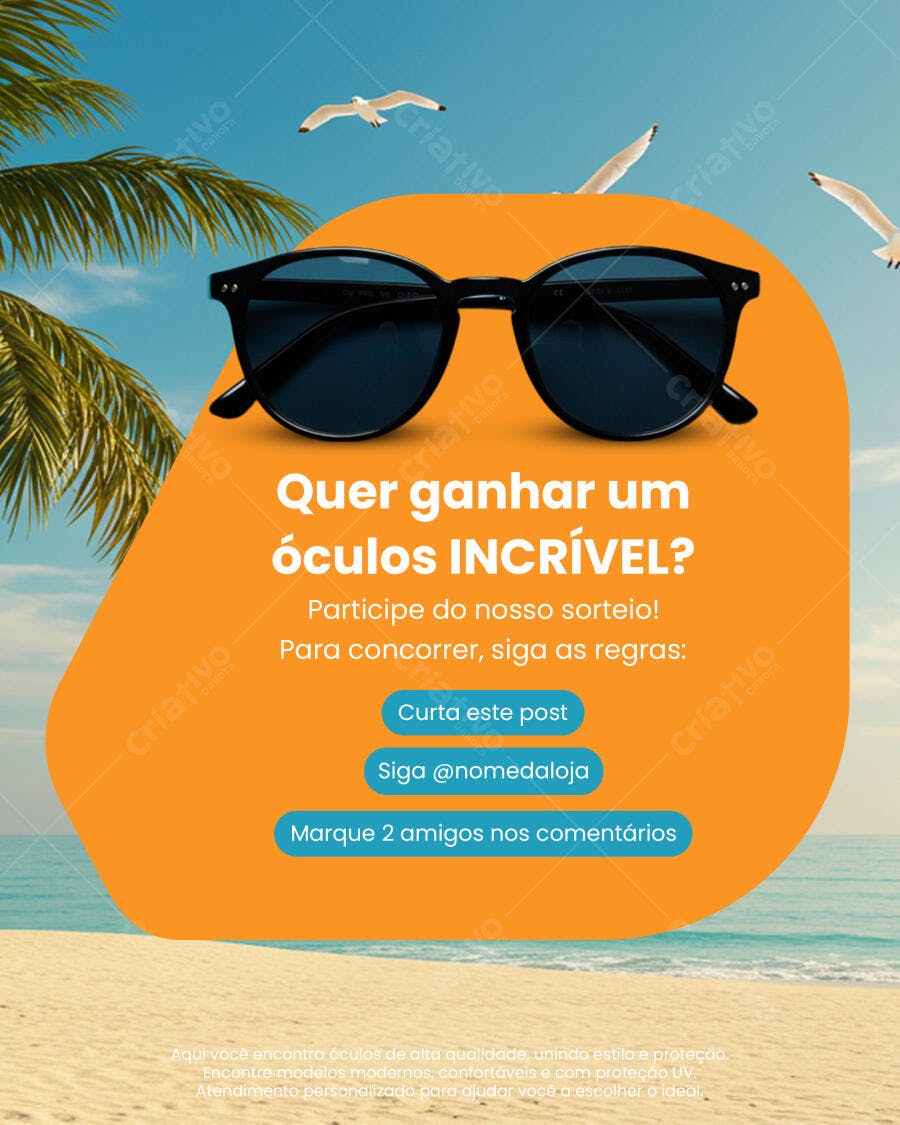 Flyer para Sorteio de Óculos PSD Editável