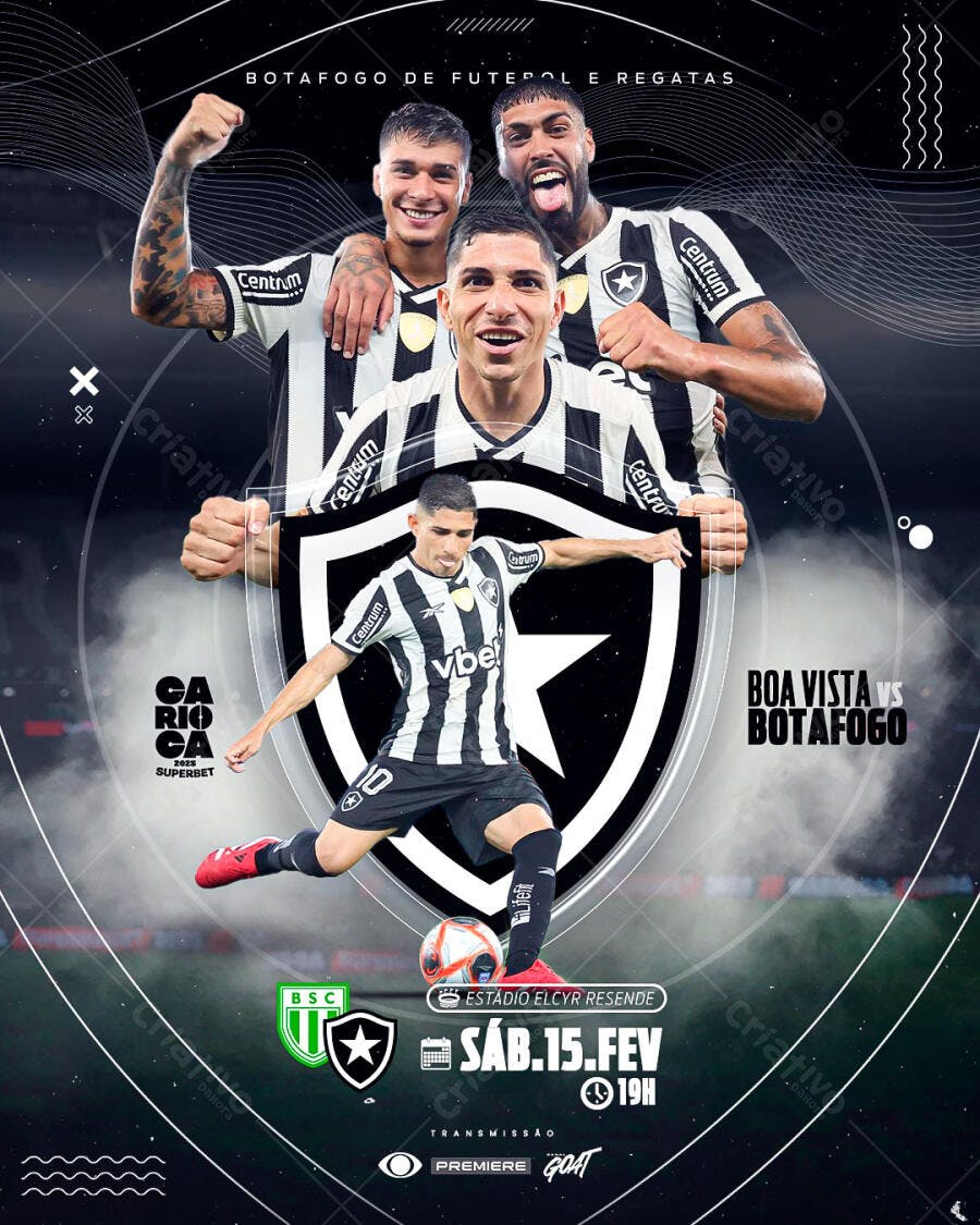 Flyer Jogo de Futebol Botafogo PSD Editável